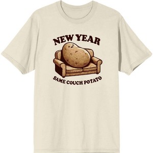 New Year Same Couch Potato Adult Crew Neck Short Sleeve Tee - 1 of 2