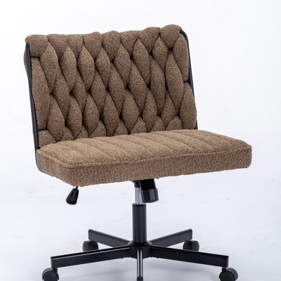Dsvimoy Task and Office Chair Criss Cross Legged Desk Chair with Wide Seat for Home Office Work, Brown, 26.8"*21.2"*10.8"