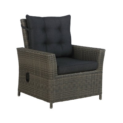 Asti 4-Piece Gray Wicker Outdoor Seating Set with Reclining Chairs and Ottomans