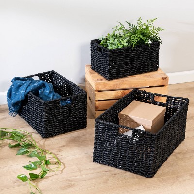 Honey-Can-Do 3pc Maize Baskets Black