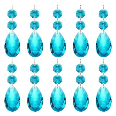 Unique Bargains Hanging Ornament DIY Craft Teardrop Crystal Chandelier Pendant Beads 3.35" x 1.5" 10 Pcs