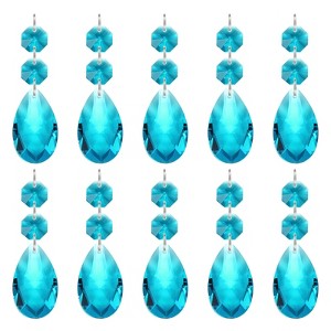 Unique Bargains Hanging Ornament DIY Craft Teardrop Crystal Chandelier Pendant Beads 3.35" x 1.5" 10 Pcs - 1 of 4