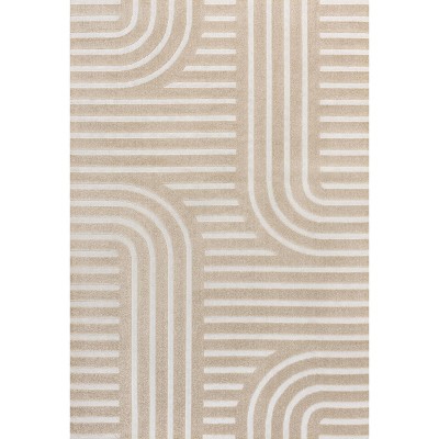 Anders High-Low Beige and Cream 8x10 Stripe Area Rug