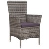 vidaXL 3 Piece Bistro Set Poly Rattan Gray - 2 of 4