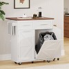 Bella Depot 47.2" Farmhouse Kitchen Island with Drop Leaf, Rolling Kitchen Cart on Wheels with Two Drawers, Towel Rack, Side Racks - 3 of 4