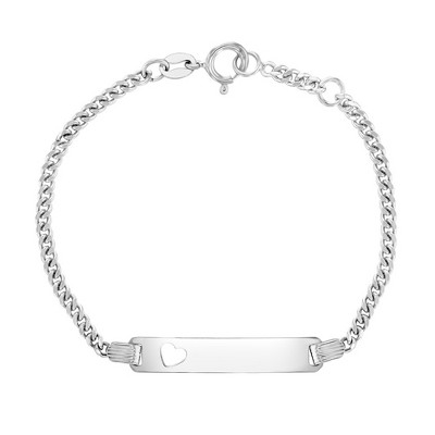 Girl's Heart Cutout Link ID Bracelet Sterling Silver - In Season Jewelry