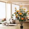 Artificial Camellia Tree, Fake Flower Tree Camellia with Vibrant Flowers Faux Flower Plants Fake Floor Plant in Pot for Home Office Living Room Decor - 3 of 4