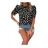Women's Wo's Ruffle Neck Puff Sleeve Dots Blouse - Ninexis - 2 of 2