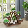 Costway Wood Plant Stand Triangular Shelf 6 Pots Flower Shelf Storage Rack Plant Holder - 3 of 4