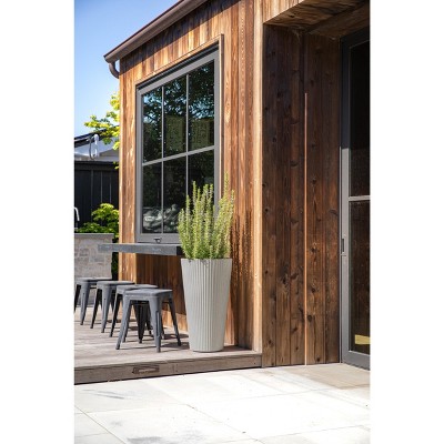26" Gray Concrete-Plastic Tall Planter for Indoor/Outdoor