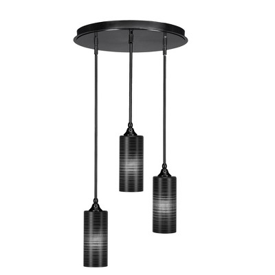 Toltec Lighting Empire 3 - Light Pendant in  Matte Black with 4" Black Matrix Shade