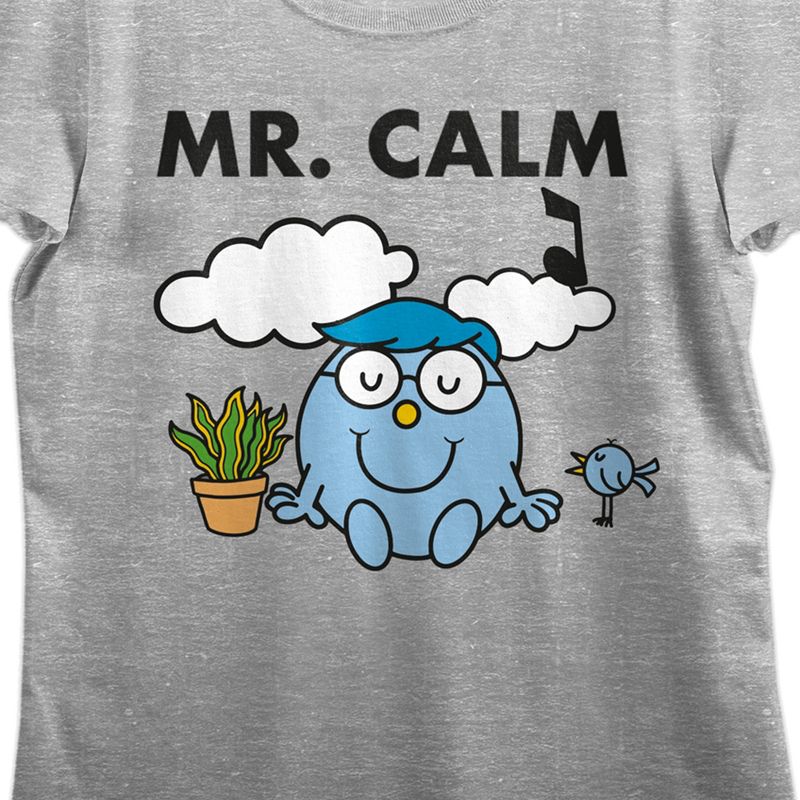 Mr. Men And Little Miss Classic Mr. Calm Crew Neck Short Sleeve Athletic Heather Women's T-shirt, 2 of 3