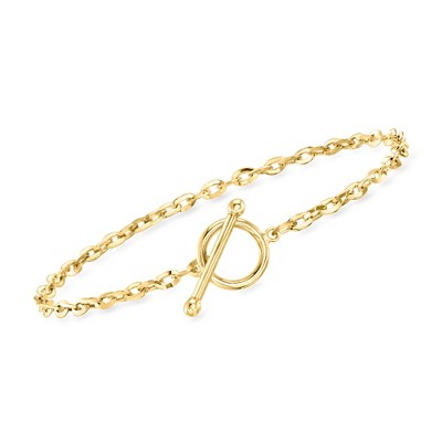 Ross-Simons 2.7mm 18kt Gold Over Sterling Cable-Chain Toggle Bracelet