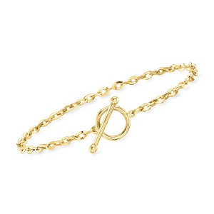 Ross-Simons 2.7mm 18kt Gold Over Sterling Cable-Chain Toggle Bracelet - 1 of 3