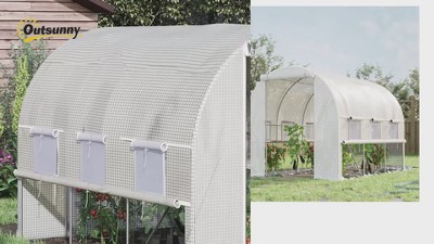Outsunny Large White Steel Frame Walk-In Tunnel Greenhouse