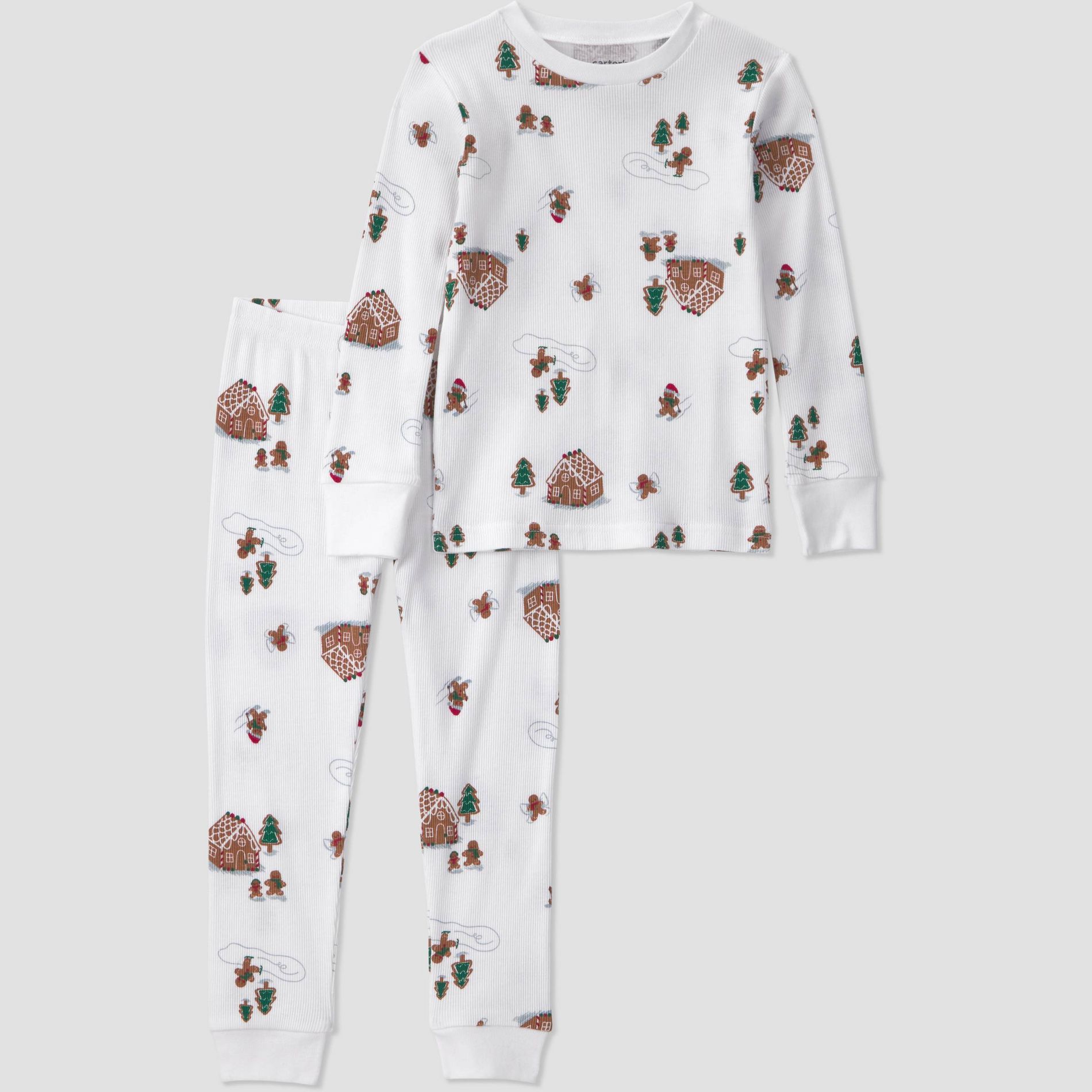 Carter's Just One You® Baby & Toddler Long Sleeve Snug Fit Textured Gingerbread House Pajama Set 2pc - White