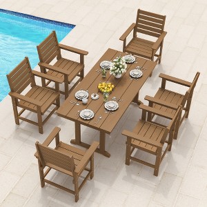 Arceso Outdoor Dining Set with Umbrella Hole, HDPS Patio Furniture - 1 of 4
