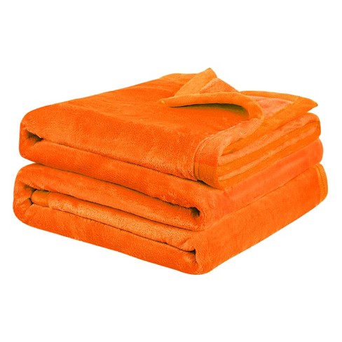 Piccocasa Solid Print Microfiber Lightweight Plush Soft Bed Blanket 1 Pc  Orange Twin Xl 65x90 : Target