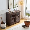 NicBex Vintage Style Sideboard,Kitchen Storage Cabinets with 2/3 Cabinet Doors and a Shelf,Gray/Espresso - 2 of 4