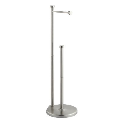 SunnyPoint Free Standing Bathroom Toilet Paper Holder Stand Brushed Nickel (02-DAS3275 BC)