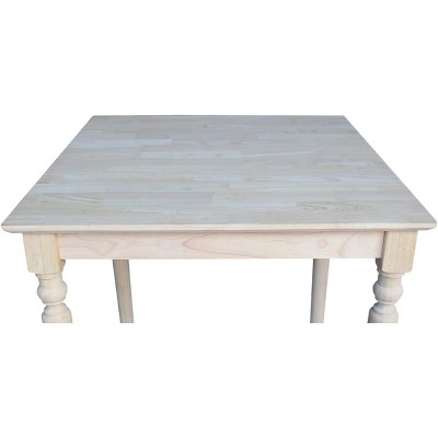 Traditional Unfinished Square Solid Wood Counter-Height Table