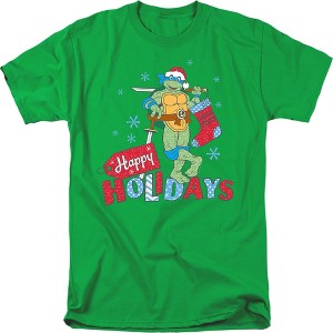 Men's Teenage Mutant Ninja Turtles Happy Holiday Sparkly Christmas T-Shirt - 1 of 4