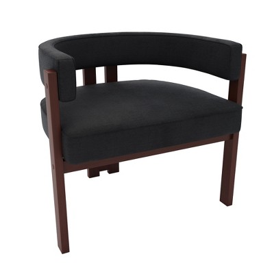 Zeus & Ruta Set of 2 Barrel Accent Chairs, with Chenille Upholstered, Open Back and 3-Leg Base