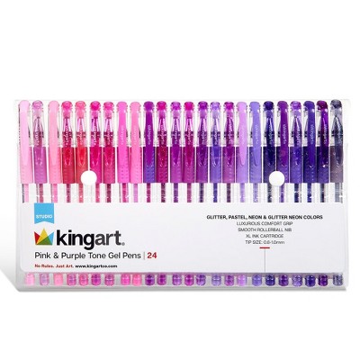KINGART Gel Pens, Soft Grip, 24 Pink & Purple Tone Colors