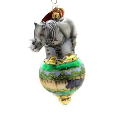 Christopher Radko 6.5" Rambunctious Rhino Ornament Endangered Wildlife  -  Tree Ornaments