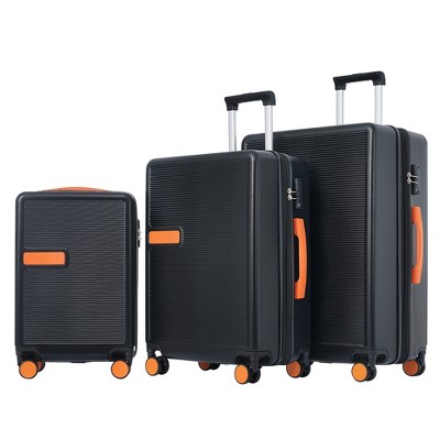 3 Pcs Contrast Color Expandable Abs Hard Shell Luggage Set With Spinner ...