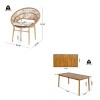 7Pcs Outdoor Patio Dining Set, Dining Set with 6 PE Rattan Chairs and 1 Acacia Wood Table, Wood Frame Chairs with Foam Cushion-Coolbibila - 4 of 4