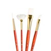 Princeton RealValue Brush Set, White Taklon Bristles, Short Handle Mixed Media Paintbrush, Red, 4 Per Set, 3 Sets - 3 of 3