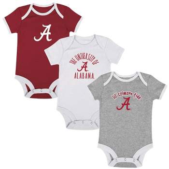 NCAA Alabama Crimson Tide Infant Boys' Short Sleeve 3pk Bodysuit Set
