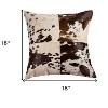 HomeRoots 18" X 18" White and Brown Cowhide Pillow - 3 of 4
