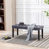 TinyHomieHeng Ming Upholstered Tufted Velvet Bench Ottoman Dark Gray - 3 of 4