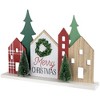 Northlight Wooden "Merry Christmas" Houses with Trees Decoration - 15" - Red and Green - 3 of 4