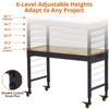 Adjustable Workbench 2000 Lbs Capacity, Rubber Wood Table Heavy Duty Workstation with Hardwood Top, Power Outlets,Metal Frame,Swivel Casters - 2 of 4