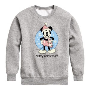 Boys' - Disney - Mickey Merry Christmas Graphic Long Sleeve Fleece Sweatshirt - 1 of 4