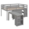 NicBex Full Size Bunk Bed with Movable Desk Loft Bed Pine Bed Frame with Storage Cabinet, Shelf, Ladder and Guardrail, No Box Spring Required - 3 of 4