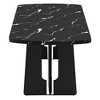 Gulches 63" Black Faux Marble Dining Table, MDF & Rubber Wood Geometric Legs, 350LBS Capacity, Easy Assembly for Home/Apartment/Office - 4 of 4