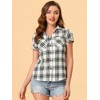 INSPIRE CHIC Women's Classic Short Sleeve Button Down Plaid Shirt - 2 of 4