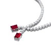 Guili Sterling Silver Two-Stone Tennis Chain Collar Necklace in Green, Red, Yellow, White, or Blue—Sleek, Modern, and Sophisticated. - 2 of 3