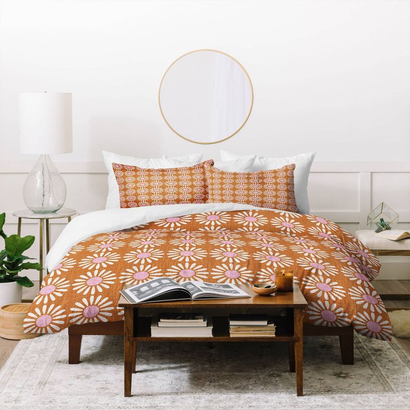  Retro Jumbo Daisy Schatzi Brown Comforter Set Orange/White - Deny Designs, 5 of 6