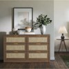 6-Drawer Dresser for Bedroom, 57.2" Wide Rattan Dresser Modern Wood Chest with Metal Handles, Storage Organizer or TV Stand for Living Room & Hallway - 3 of 4