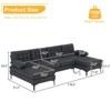 Karl Home |110 in. W Pillow Top Arm Chellie 4-Seat U-shaped Tufed Sofa in Gray - 2 of 4