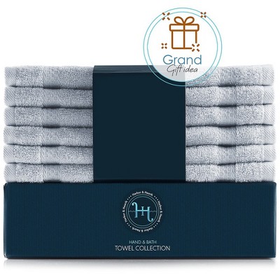 Ice Blue 13" x 13" Cotton Washcloth Set - 12 Pieces