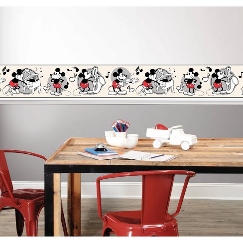 Vintage Disney Mickey Mouse Peel And Stick Wallpaper Border Roommates Target