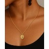 Molenia 14k Gold Plated Birth Flower Necklace Gift for Women, 925 Sterling Silver Oval Medal Pendant Birthstone, Minimalist Floral Charm Jewelry - 2 of 4