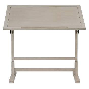 42" X 30" Angle Vintage Solid Wood Drawing/Drafting Table with Adjustable Top Coastal Whitewash - Studio Designs Home