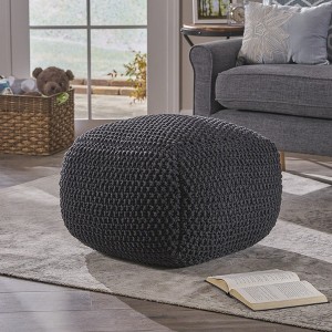 20.5in Round Unstuffed Pouf Ottoman, Floor Bean Bag Chair, Cotton Floor Cushion Foot Rest Stool, Ottoman Pouf Cover - 1 of 4